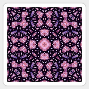 Crystal Hearts and Flowers Valentines Kaleidoscope pattern (Seamless) 11 Sticker